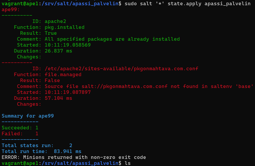 Virheilmoitus moduulin ajamisesta