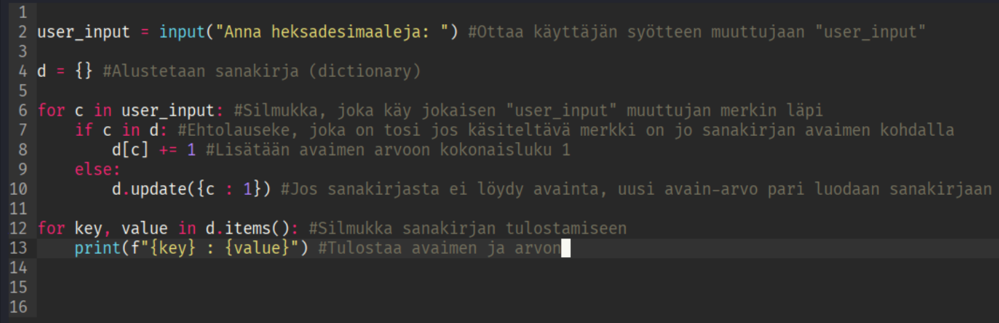 Ohjelma merkkien laskemiseen