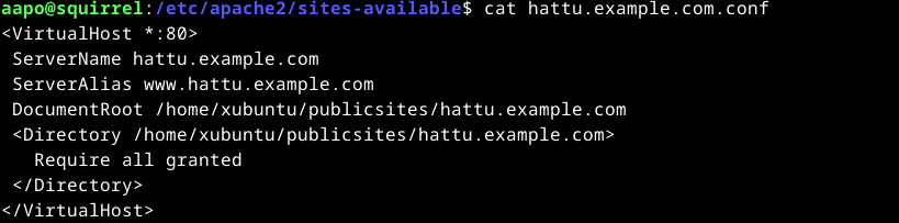 Kuva korjatusta konfigurointi tiedostosta