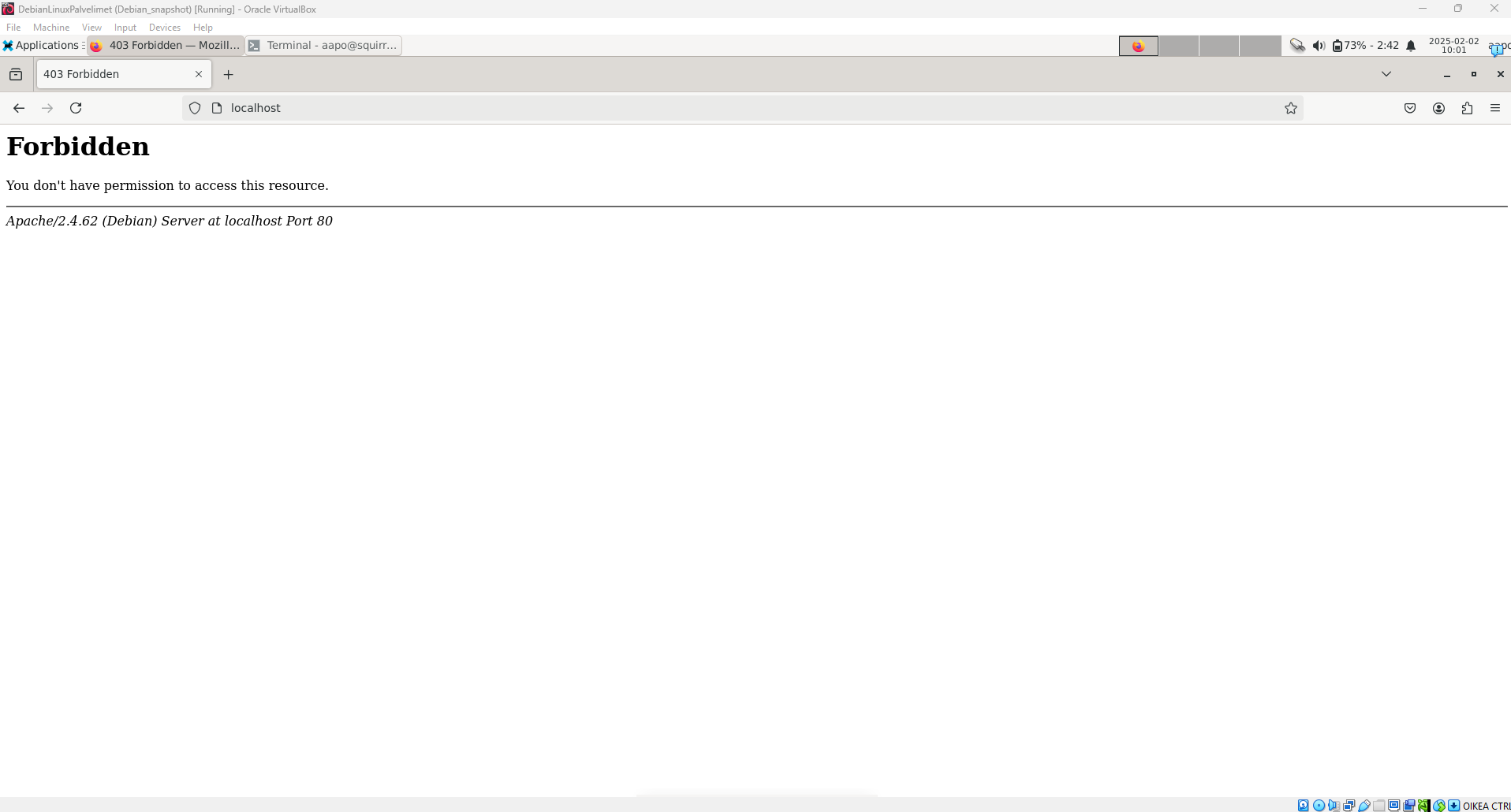 Localhost-sivu estetty