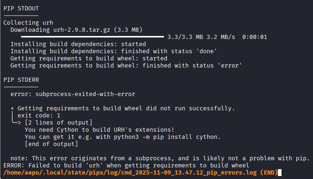 Virheilmoitus lokissa